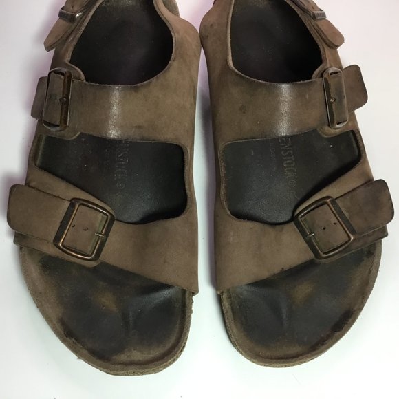Birkenstock Milano Men\'s Black Leather Sandals US 12 Slingback Buckle Shoes main image 8
